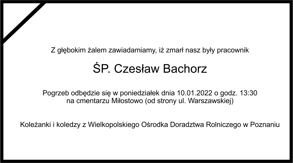 Nekrolog Świętej Pamięci Czesława Bachorza