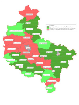 Mapa powołania Rad Partnerstwa w poszczególnych powiatach województwa wielkopolskiego.