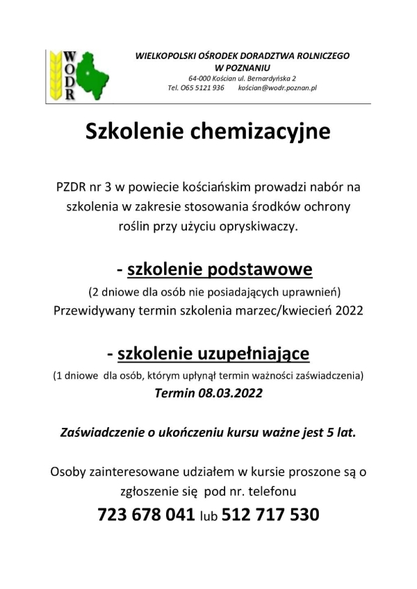 Szkolenie chemizacyjne